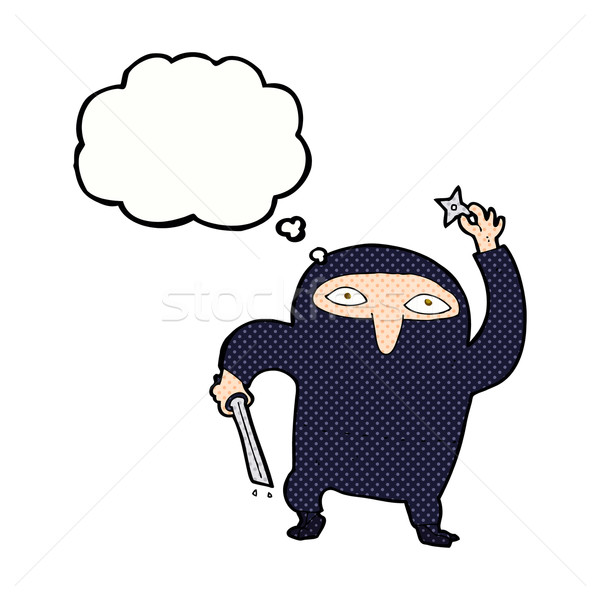 Stock photo: cartoon ninja with thought bubble