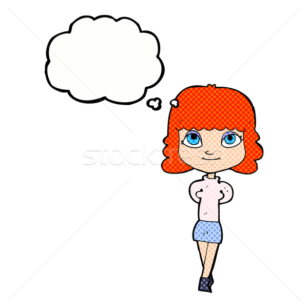 cartoon happy girl with thought bubble Stock photo © lineartestpilot