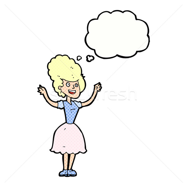 cartoon happy 1950's woman with thought bubble Stock photo © lineartestpilot