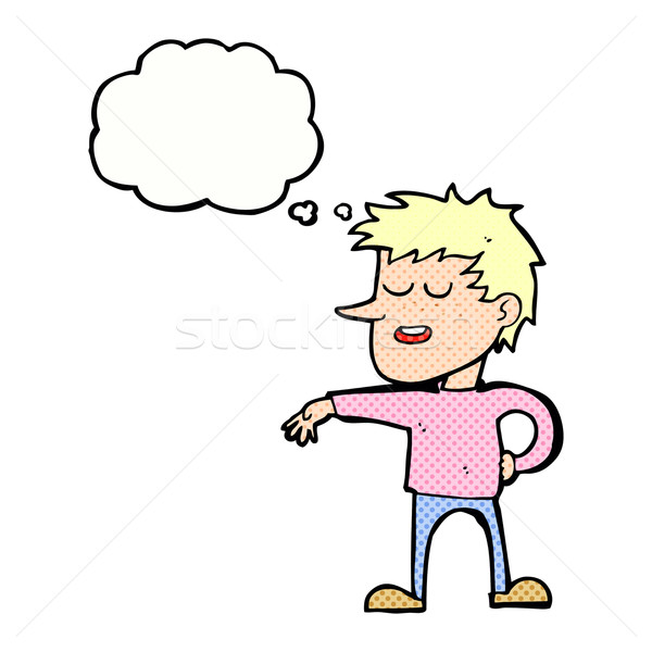 cartoon man making dismissive gesture with thought bubble Stock photo © lineartestpilot