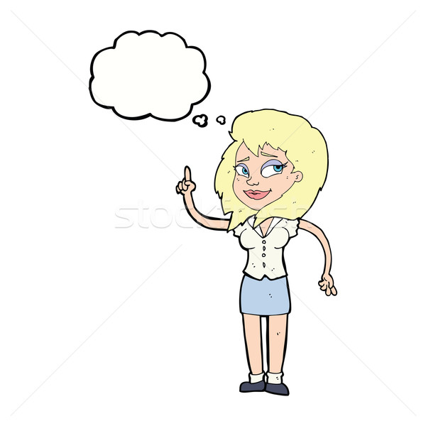 cartoon pretty woman with idea with thought bubble Stock photo © lineartestpilot