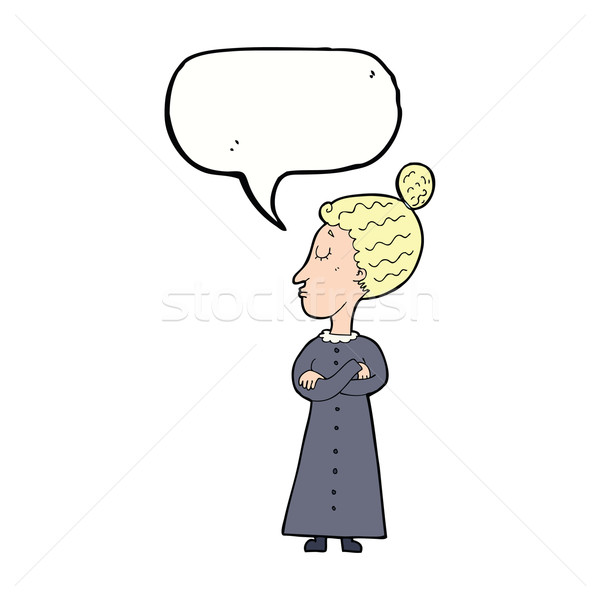 cartoon strict victorian teacher with speech bubble Stock photo © lineartestpilot