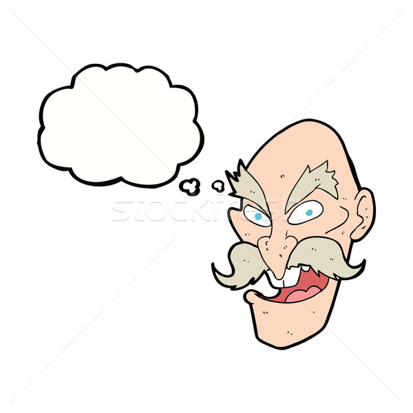 cartoon evil old man face with speech bubble Stock photo © lineartestpilot