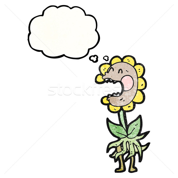 Carnivor plantă desen animat floare retro gândire Imagine de stoc © lineartestpilot