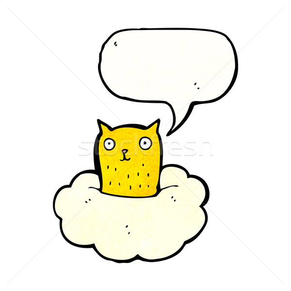 Stock photo: cartoon cat floating on cloud