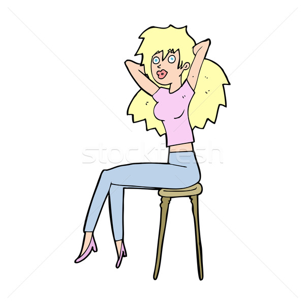 Cartoon женщину позируют стул стороны дизайна Сток-фото © lineartestpilot