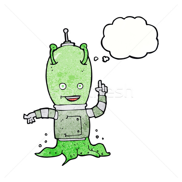 cartoon alien spaceman with thought bubble Stock photo © lineartestpilot