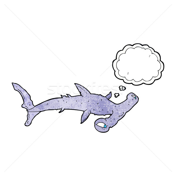 Desen animat rechin bule gandire mână proiect cap Imagine de stoc © lineartestpilot