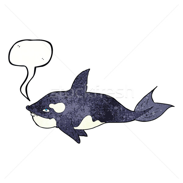 Desen animat ucigas balenă bule de vorbire mână proiect Imagine de stoc © lineartestpilot