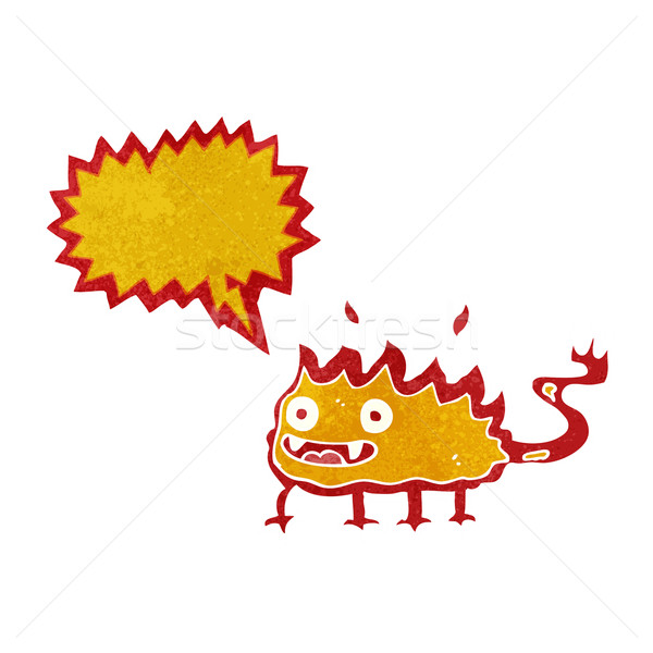 Cartoon peu feu démon bulle main [[stock_photo]] © lineartestpilot