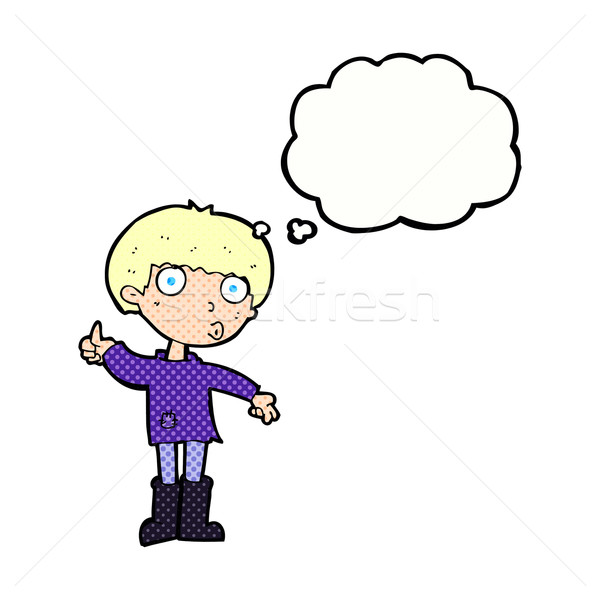 Stock photo: cartoon boy asking question with thought bubble