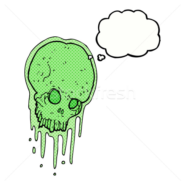 cartoon slimy skull with thought bubble Stock photo © lineartestpilot