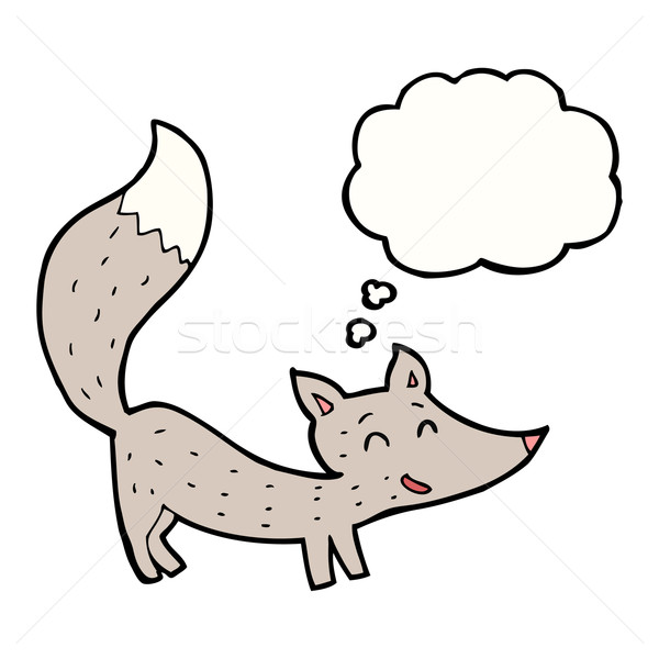 Cartoon peu loup bulle de pensée main design [[stock_photo]] © lineartestpilot