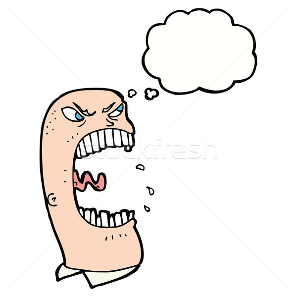Desenho animado furioso homem balão de pensamento mão Foto stock © lineartestpilot