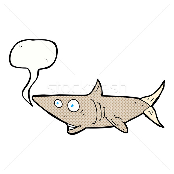Desen animat fericit rechin bule de vorbire mână proiect Imagine de stoc © lineartestpilot