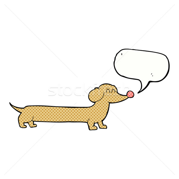 Desenho animado bassê balão de fala mão cão projeto Foto stock © lineartestpilot