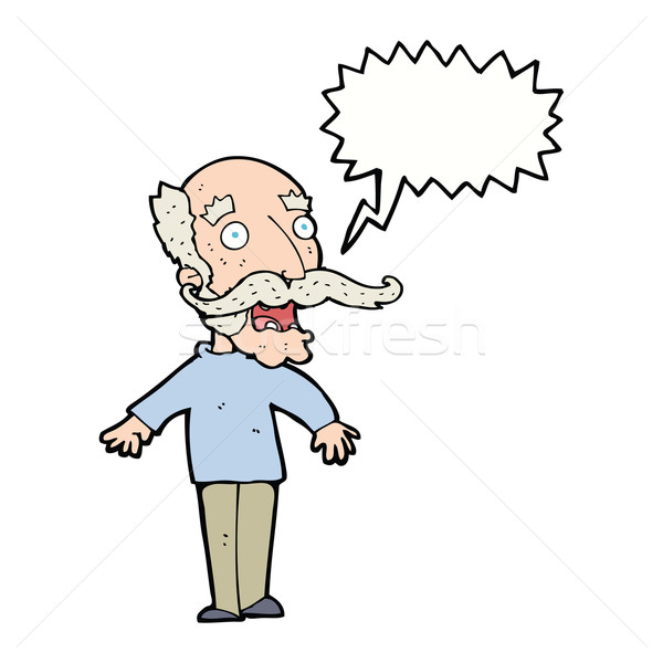 cartoon old man gasping in surprise with speech bubble Stock photo © lineartestpilot