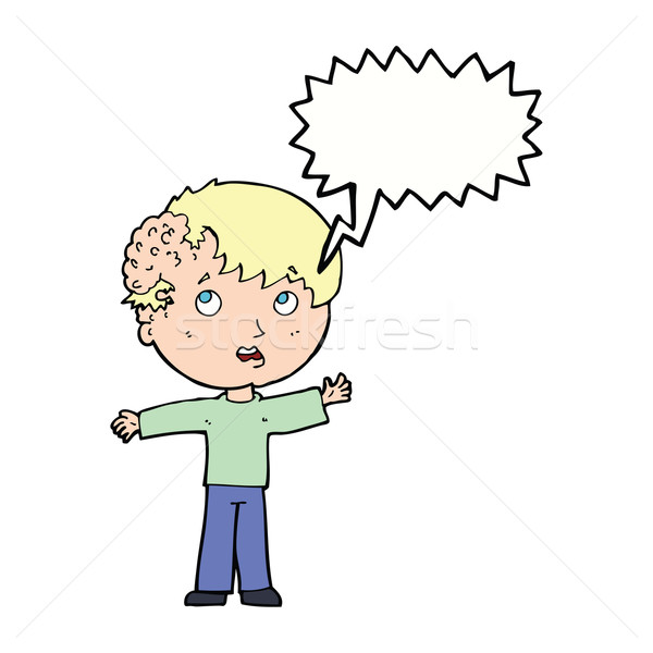 Cartoon мальчика роста голову речи пузырь стороны Сток-фото © lineartestpilot