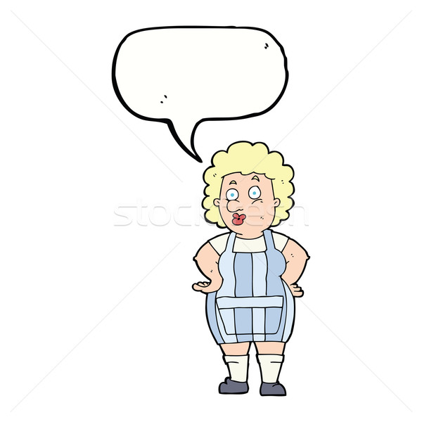 cartoon woman in kitchen apron with speech bubble Stock photo © lineartestpilot