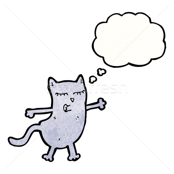 Desenho animado gato balão de pensamento retro textura isolado Foto stock © lineartestpilot