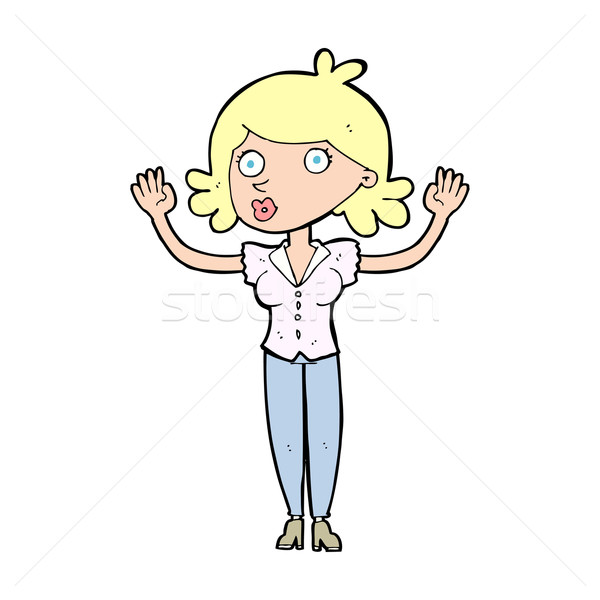 cartoon woman surrendering Stock photo © lineartestpilot