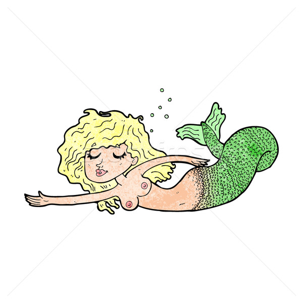 Desenho animado topless sereia projeto arte retro Foto stock © lineartestpilot