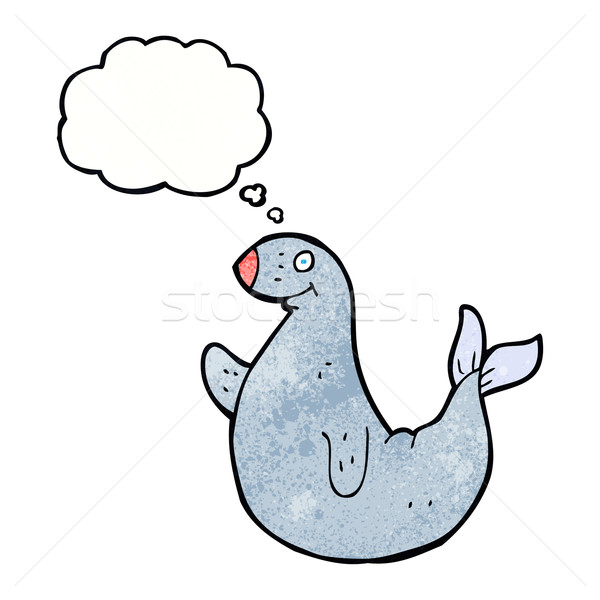 cartoon seal with thought bubble Stock photo © lineartestpilot