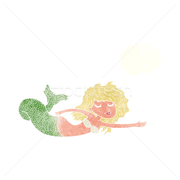 Desenho animado sereia balão de pensamento mão projeto arte Foto stock © lineartestpilot