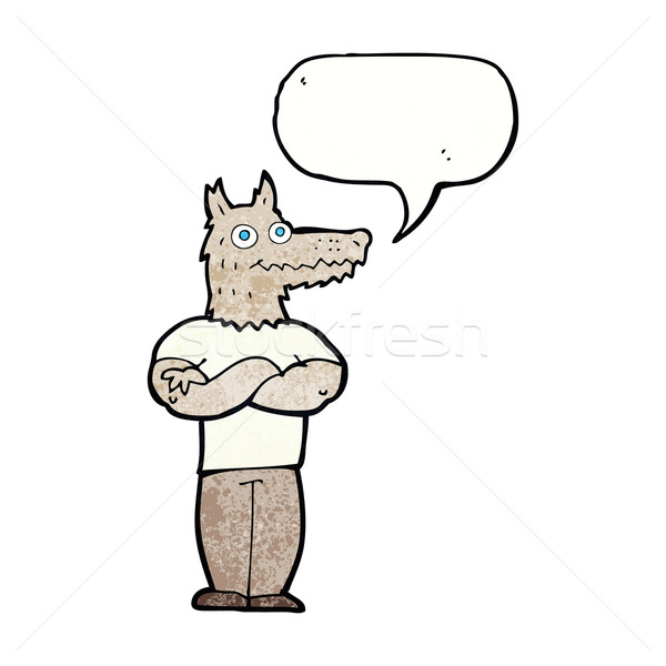 Cartoon hombre-lobo bocadillo mano diseno cabeza Foto stock © lineartestpilot