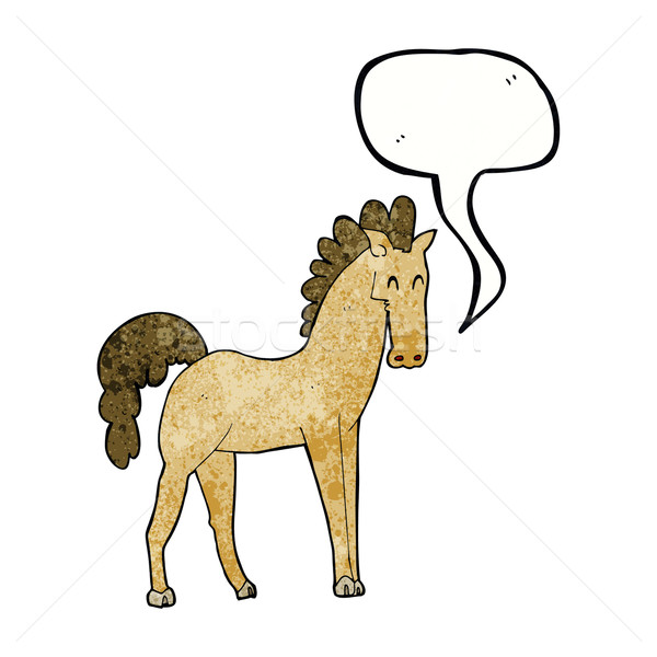 Cartoon лошади речи пузырь стороны дизайна животные Сток-фото © lineartestpilot