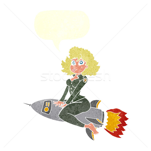 Cartoon armii pin w górę dziewczyna jazda konna Zdjęcia stock © lineartestpilot