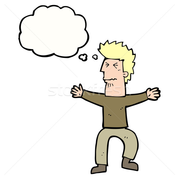 cartoon stressed out man with thought bubble Stock photo © lineartestpilot