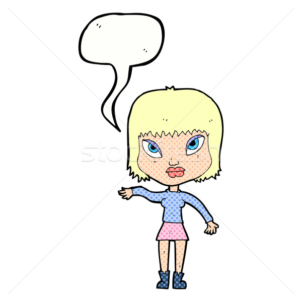 cartoon woman making gesture with speech bubble Stock photo © lineartestpilot