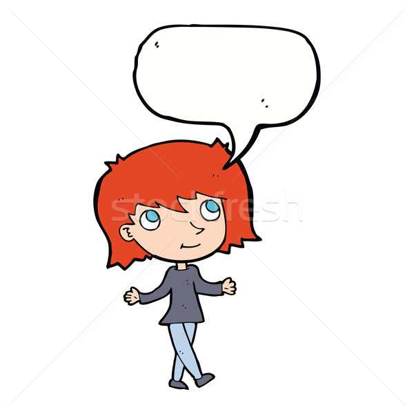 cartoon girl with no worries with speech bubble Stock photo © lineartestpilot