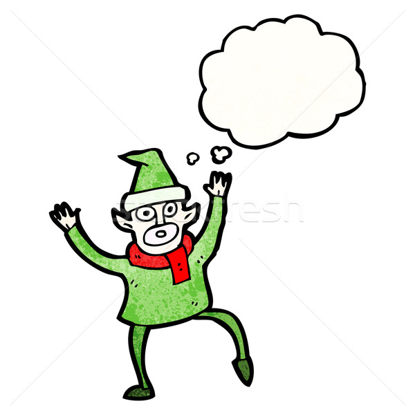 Stockfoto: Cartoon · christmas · elf · textuur · hand · gelukkig