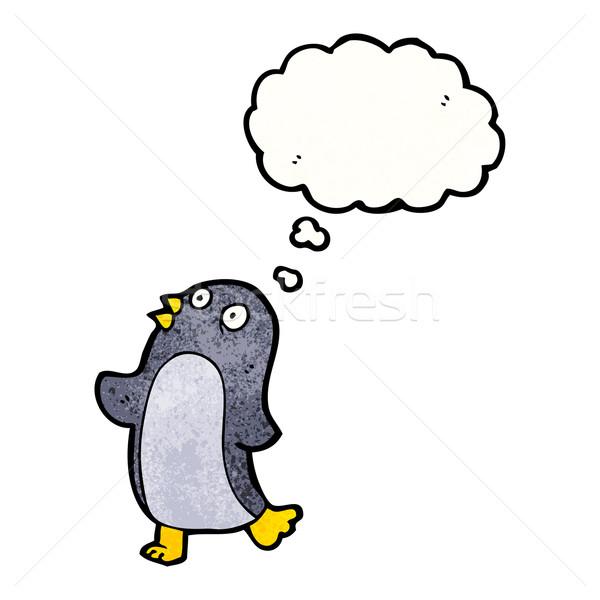 Karikatür küçük penguen Retro balon çizim Stok fotoğraf © lineartestpilot