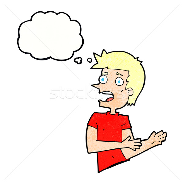 cartoon stressed man with thought bubble Stock photo © lineartestpilot