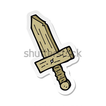 Képregény rajz fából készült kard retro képregény Stock fotó © lineartestpilot