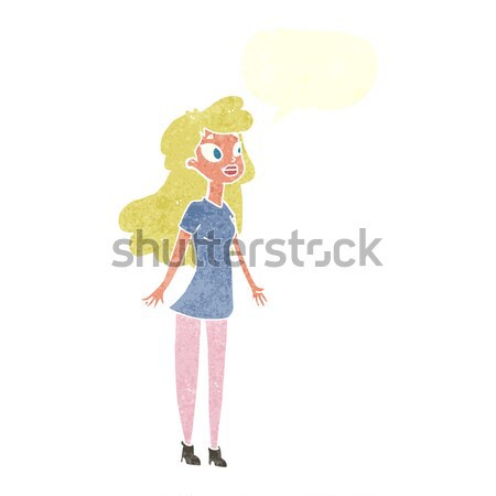 cartoon clever woman shrugging shoulders with thought bubble Stock photo © lineartestpilot