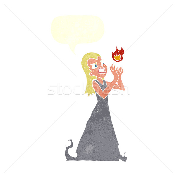 cartoon witch woman casting spell with speech bubble Stock photo © lineartestpilot