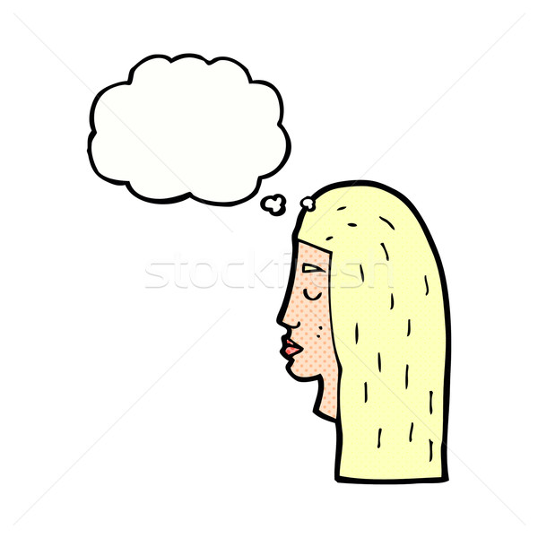 Cartoon Homme visage profile bulle de pensée femme [[stock_photo]] © lineartestpilot