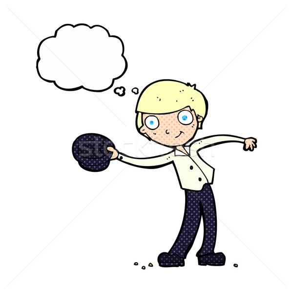 cartoon man tipping hat with thought bubble Stock photo © lineartestpilot