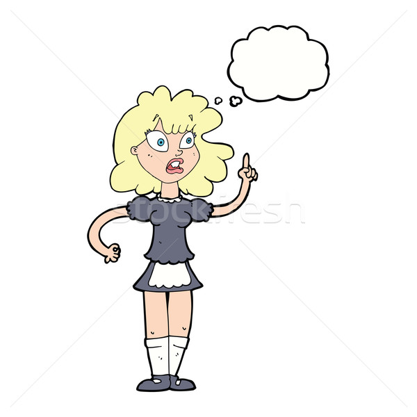 Desen animat servitoare bule gandire mână proiect Imagine de stoc © lineartestpilot