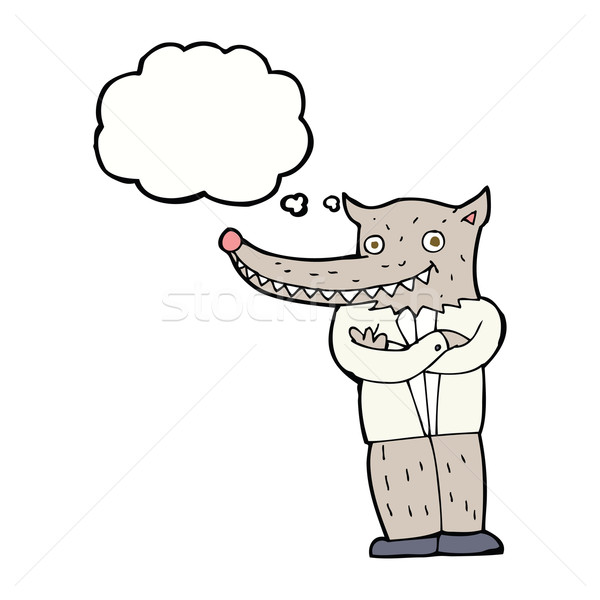 cartoon wolf man with thought bubble Stock photo © lineartestpilot