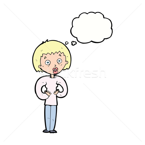 cartoon woman gesturing at self with thought bubble Stock photo © lineartestpilot