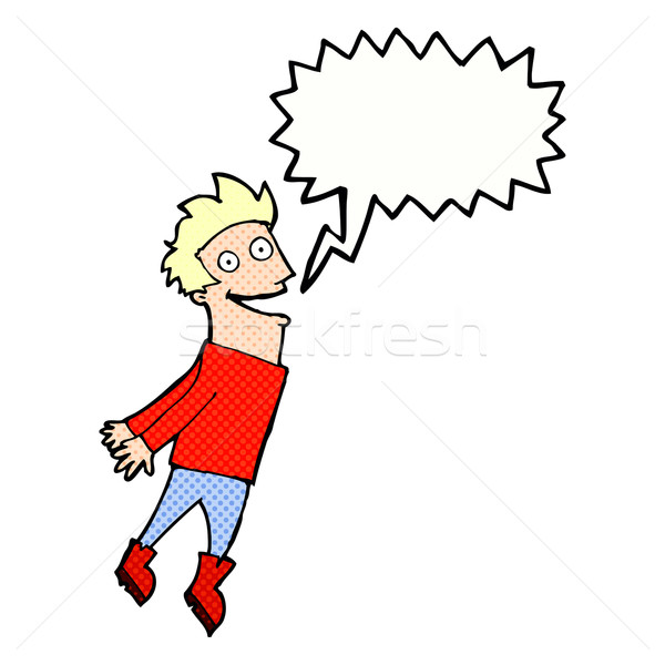 cartoon drenched man flying with speech bubble Stock photo © lineartestpilot
