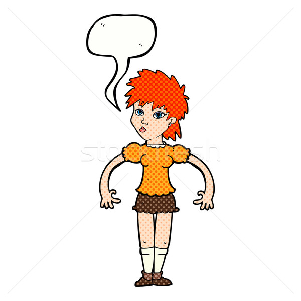 Cartoon любопытный женщину речи пузырь стороны дизайна Сток-фото © lineartestpilot