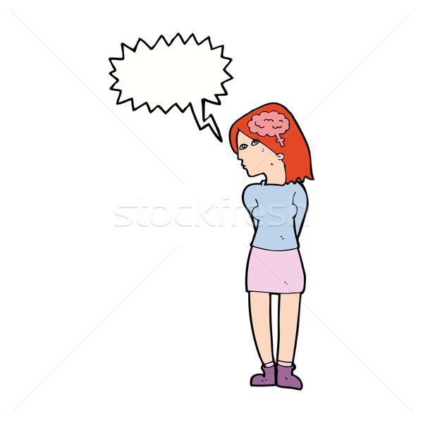 cartoon brainy woman with speech bubble Stock photo © lineartestpilot