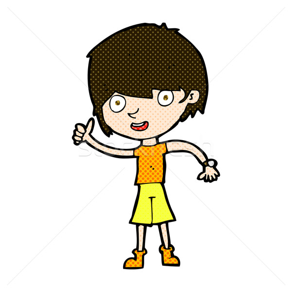Komiks cartoon chłopca pozytywne nastawienie retro komiks Zdjęcia stock © lineartestpilot
