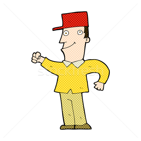 comic cartoon man punching air Stock photo © lineartestpilot